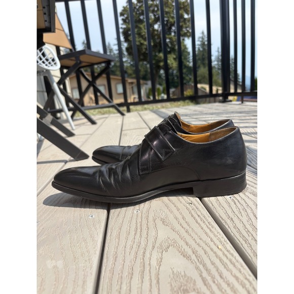 Magnanni Mens Marco Monk Strap Loafer Size 8.5 M Black Leather Buckle Dress Shoe